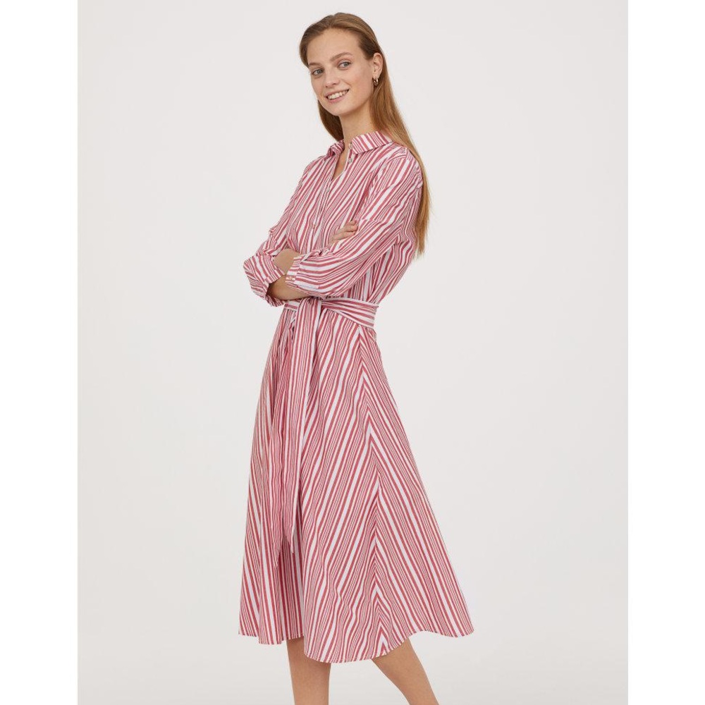 ❤️ H&M Red & White Midi Dress